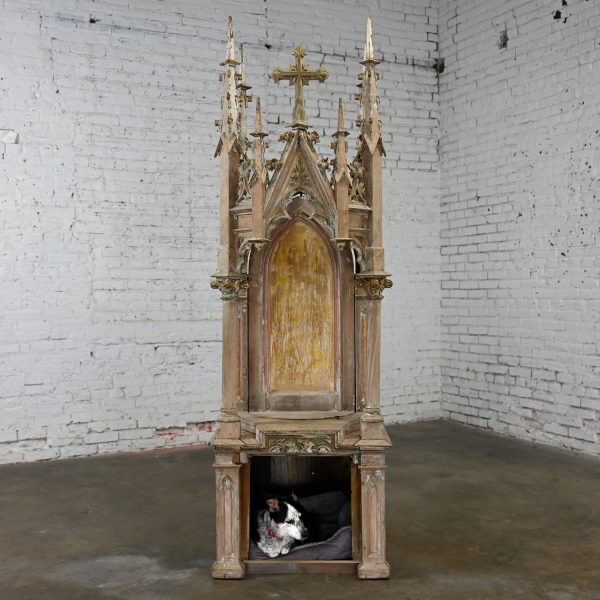 Mid to Late 19th Century Gothic Architectural Church Spire or Steeple Pivoting Shrine Distressed Finish