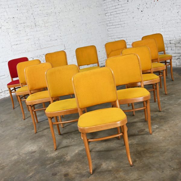 12 Armless Late 20th Century Bauhaus Beech Bentwood Josef Hoffman Prague 811 Side Dining Chairs Style of Thonet