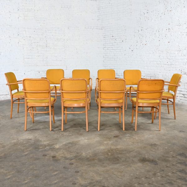 10 Armed Late 20th Century Bauhaus Beech Bentwood Josef Hoffman Prague 811 Dining Chairs Style of Thonet