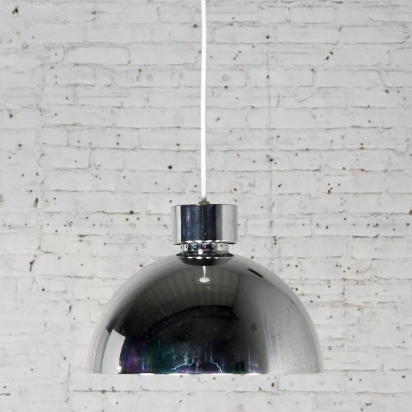 1970’s Mid-Century Modern to Modern Aluminum Dome Pendant Hanging Light Fixtures Selling Separately