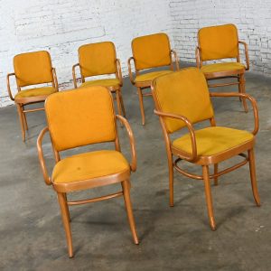 6 Armed Late 20th Century Bauhaus Beech Bentwood Josef Hoffman Prague 811 Dining Chairs Style of Thonet