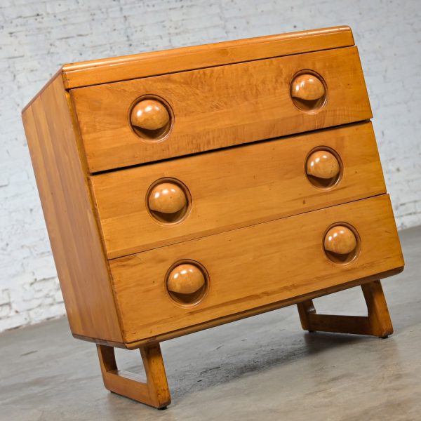 Early to Mid-20th Century Art Moderne Maple Small 3 Drawer Chest or Cabinet Style of Bissman