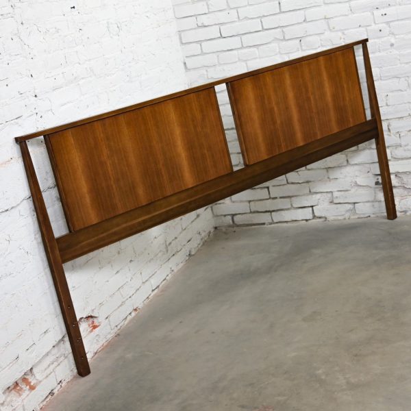 Mid-20th Century Mid Century Modern King Sized Double Paneled Walnut Headboard