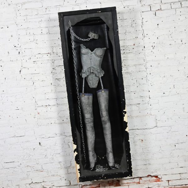 Susan Tibbles Life Sized Art Assemblage “Master Lock” Framed Sculpture in Distressed Display Case