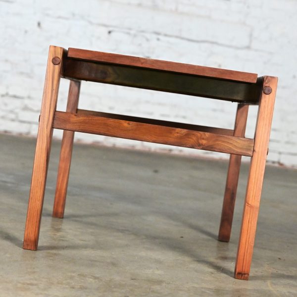 Mid-20th Century Mid Century Modern Small Square Side Table Teak with White Laminate Top