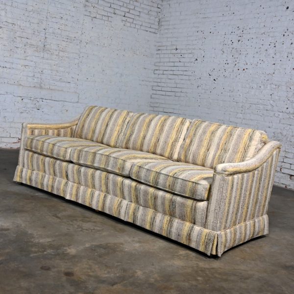 Mid-20th Century Mid-Century Modern Henredon Sofa Modified Lawson Style Yellow & Beige Striped