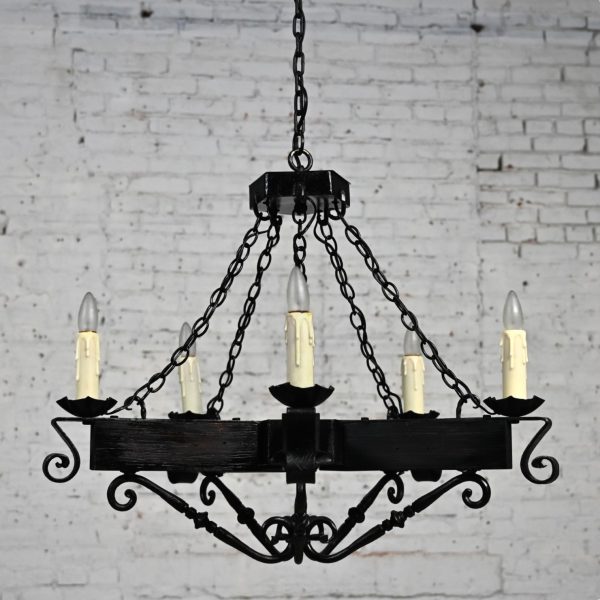 Mid-20th Century John C Virden Medieval Gothic or Spanish Revival Style Hanging Light Fixture