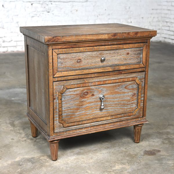 Early 21st Century Modern French Country Rustic Mahogany Nightstand End Table or Small Cabinet