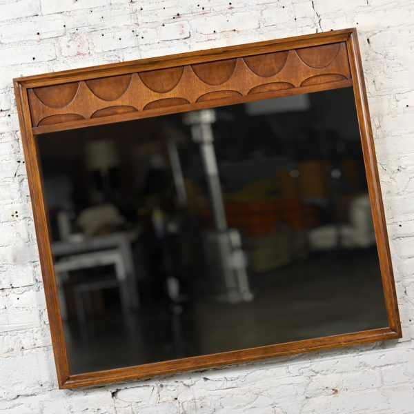 Mid-Century Modern Brutalist Broyhill Brasilia Premier Series 6130-05 Sculpted Walnut Mirror