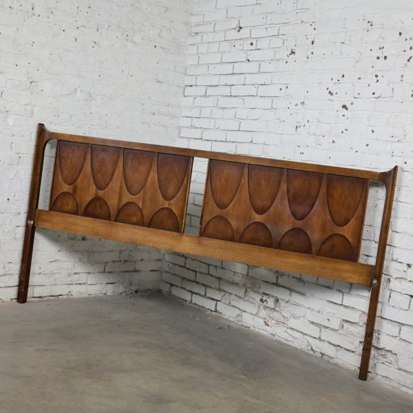 Mid-Century Modern Brutalist Broyhill Brasilia Premier Series 6130-59 Walnut King Sized Headboard