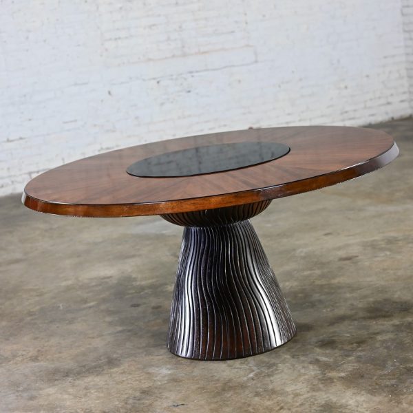 Late 20th to Early 21st Century Modern Round Tassel Style Pedestal Base Dining Table Attributed to Bernhardt Cascade