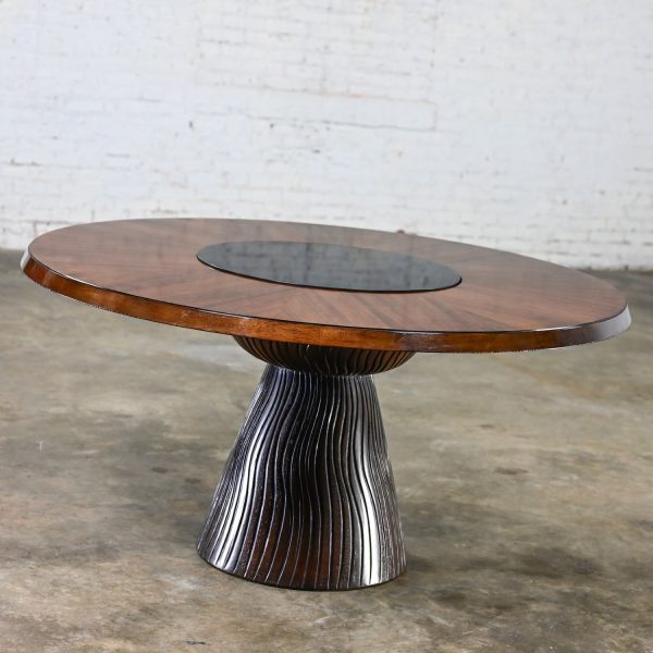 Late 20th to Early 21st Century Modern Round Tassel Style Pedestal Base Dining Table Attributed to Bernhardt Cascade