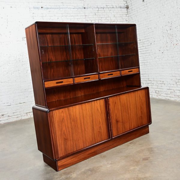 Mid to Late 20th Century Scandinavian Modern Rosewood Lighted China Hutch Sideboard by Kibaek Mobelfabrik