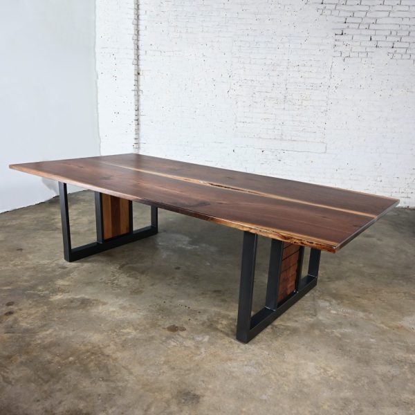 Early 21st Century Organic Modern Custom Conference Table Natural Walnut Top Powder Black Base by Matthew Jarmer