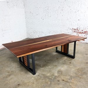 Early 21st Century Organic Modern Custom Conference Table Natural Walnut Top Powder Black Base by Matthew Jarmer