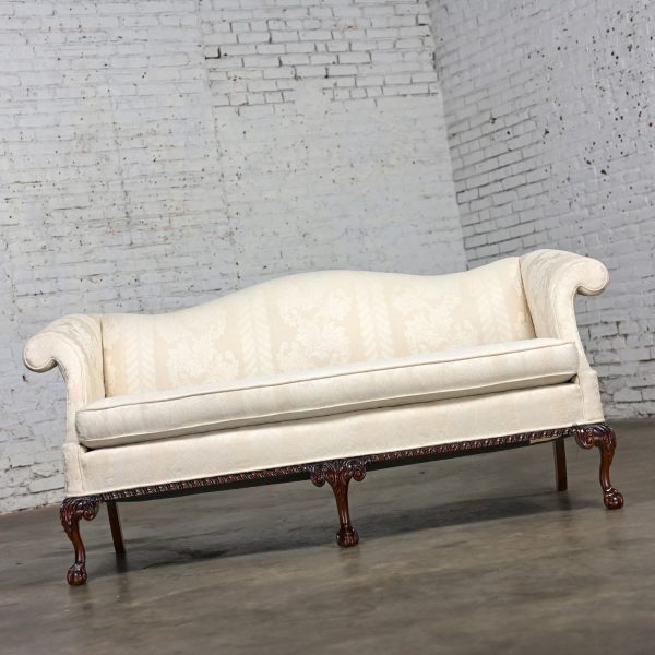 Late 20th Century Chippendale Style Camelback Settee Sofa Cabriole Legs with Eagle Ball & Claw Feet by Pennsylvania House