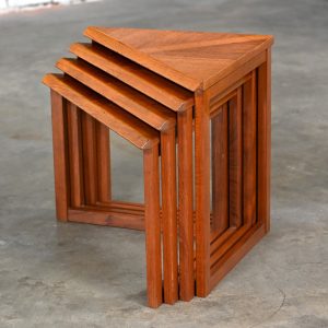 Mid to Late 20th Century Scandinavian Modern Teak & Oak Triangle Nesting Tables Set of 4 Made in Denmark