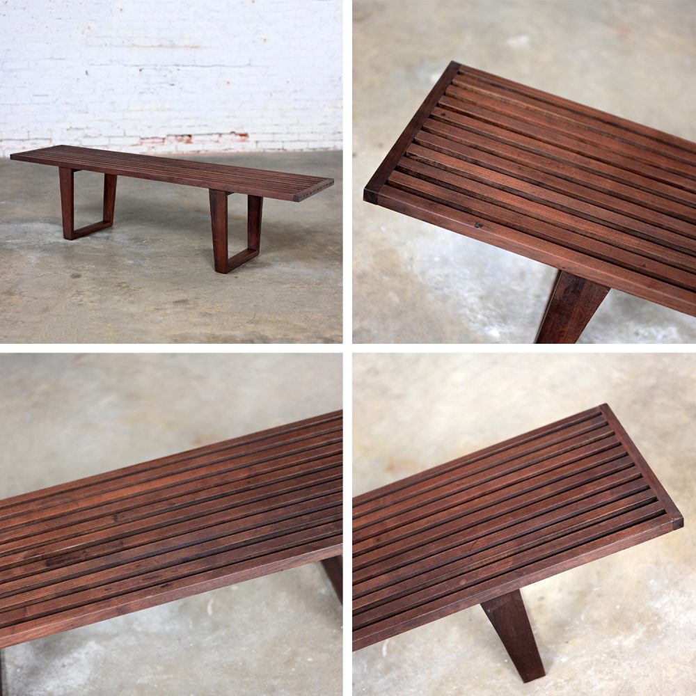 Mid-20th Century Mid Century Modern Petite Slatted Teak Bench in the Style of George Nelson