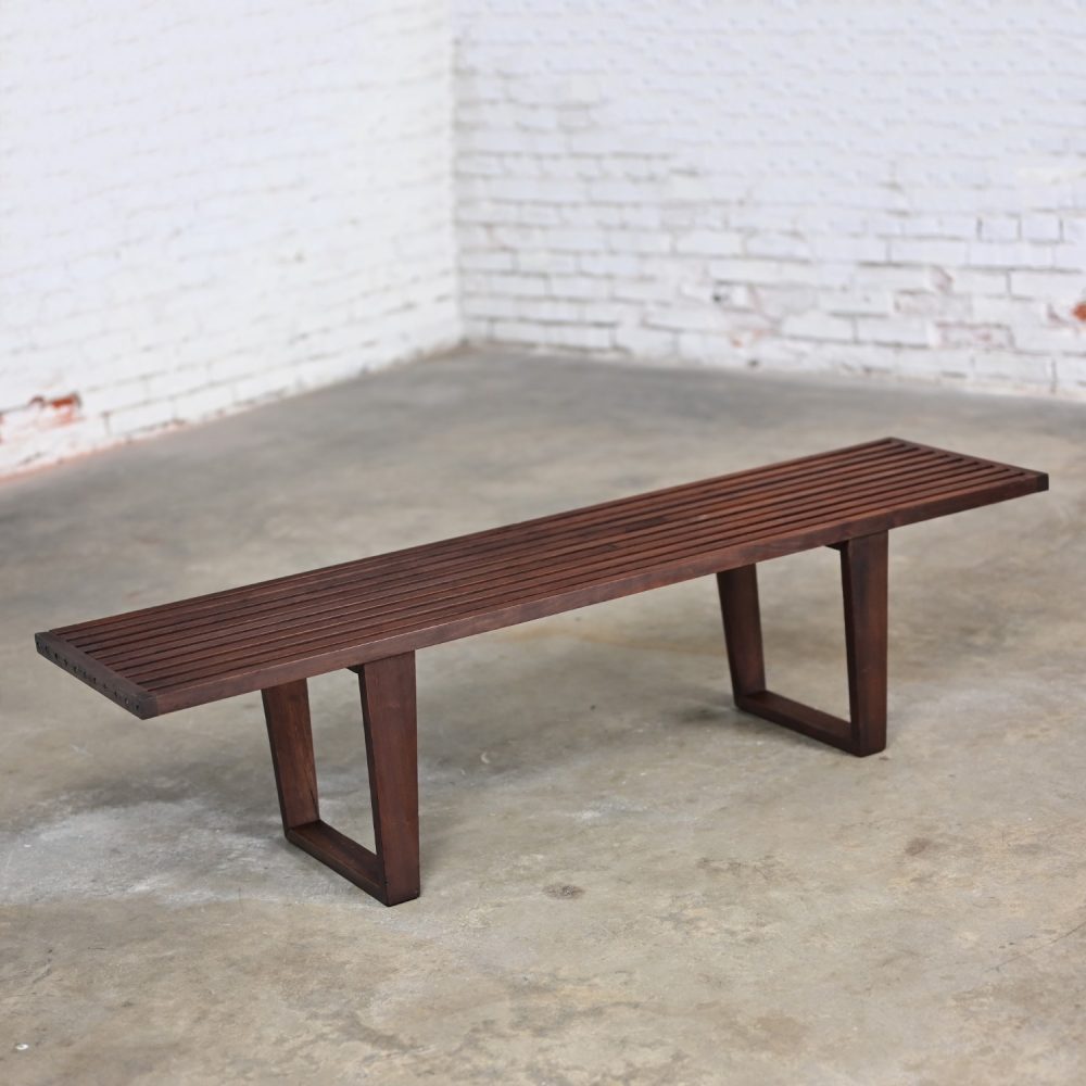 Mid-20th Century Mid Century Modern Petite Slatted Teak Bench in the Style of George Nelson