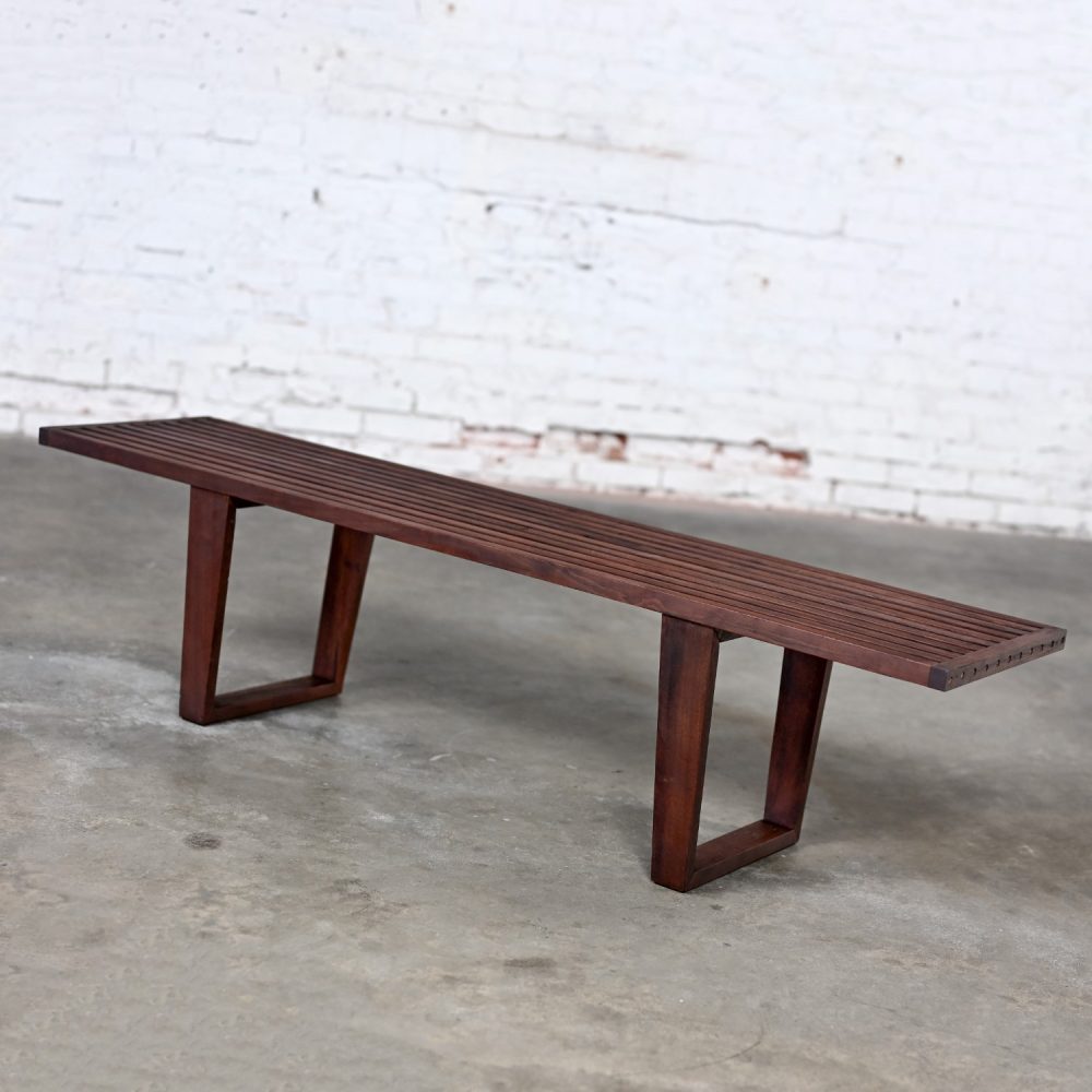 Mid-20th Century Mid Century Modern Petite Slatted Teak Bench in the Style of George Nelson