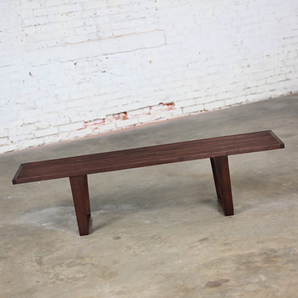 Mid-20th Century Mid Century Modern Petite Slatted Teak Bench in the Style of George Nelson