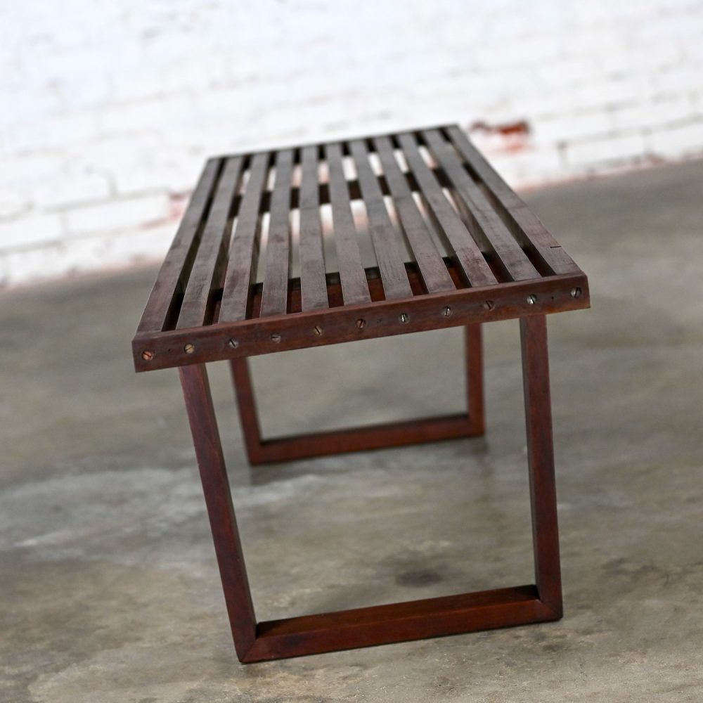 Mid-20th Century Mid Century Modern Petite Slatted Teak Bench in the Style of George Nelson