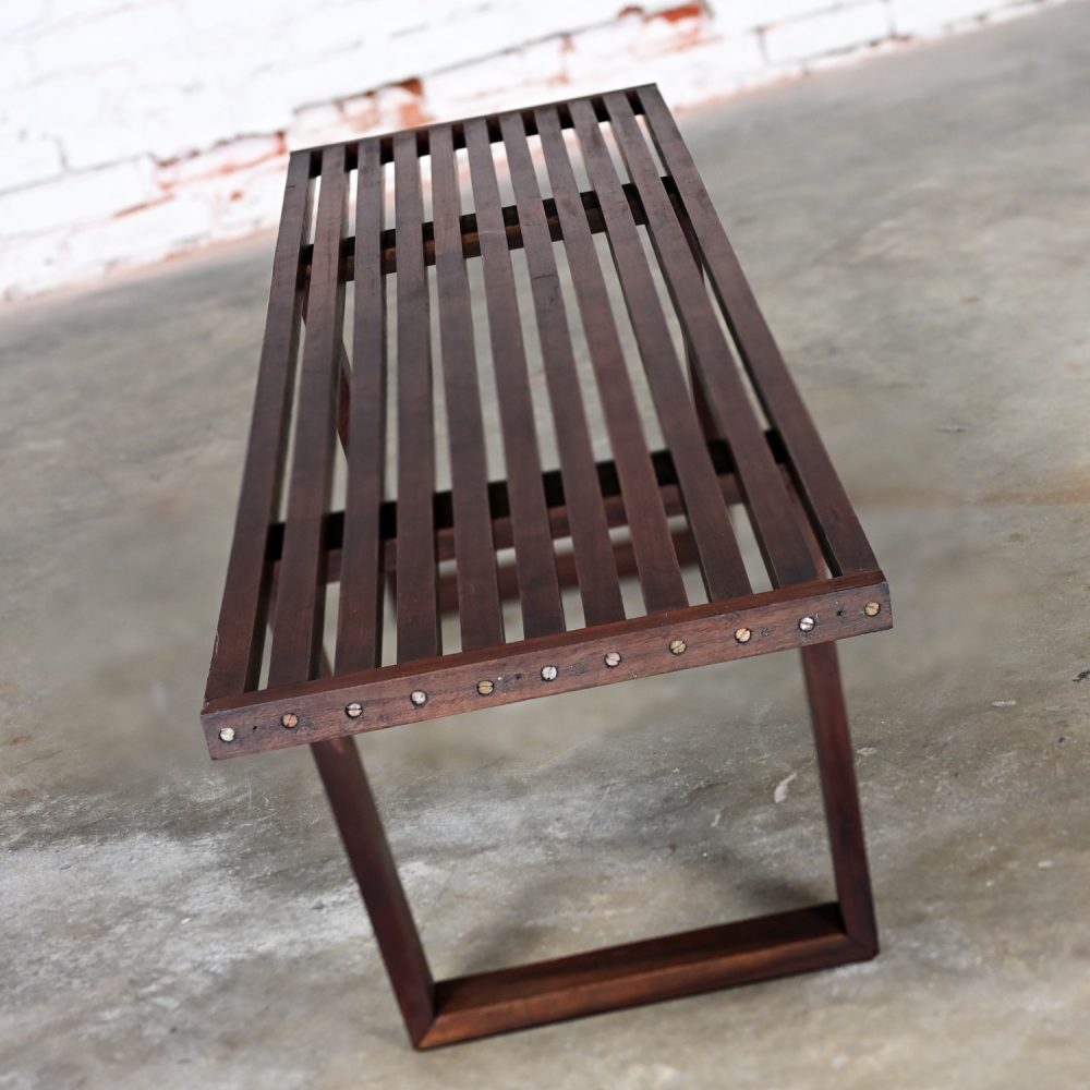 Mid-20th Century Mid Century Modern Petite Slatted Teak Bench in the Style of George Nelson