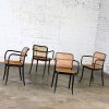 4 Vintage Bauhaus Black Bentwood & Cane Josef Hoffman Prague 811 Armchairs for Stendig by Thonet