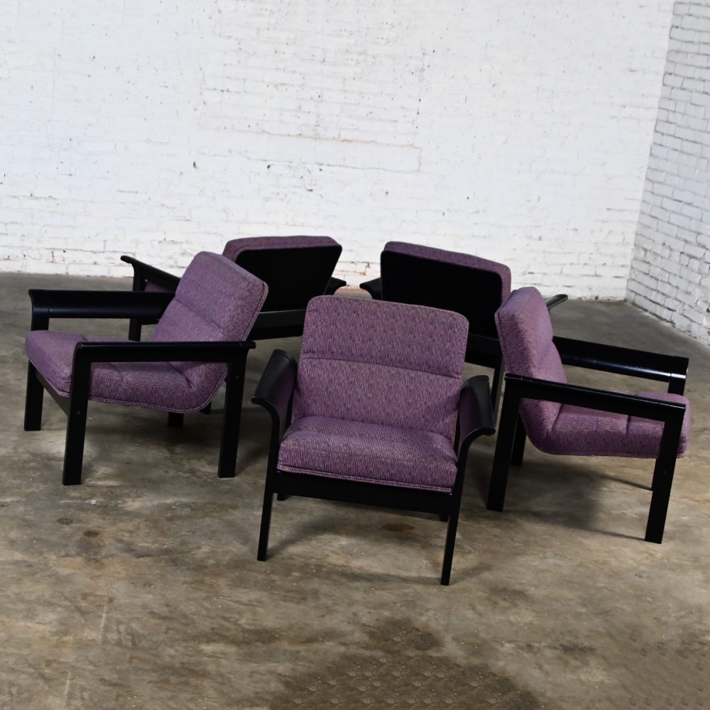 Set of 5 Rudd Intl Danish Modern Oak Lounge Chair by Thygesen & Sorensen for Magnus Olesen