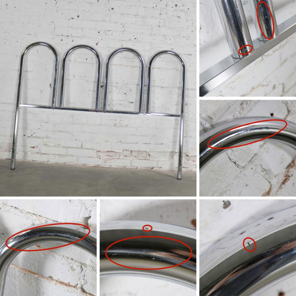 1960-1970’s Mid-Century Modern Chrome Tube Four Arch Full-Size Headboard