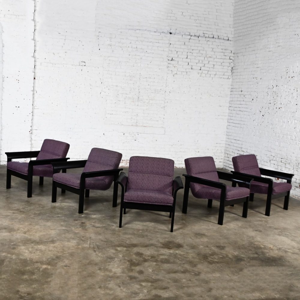 Set of 5 Rudd Intl Danish Modern Oak Lounge Chair by Thygesen & Sorensen for Magnus Olesen