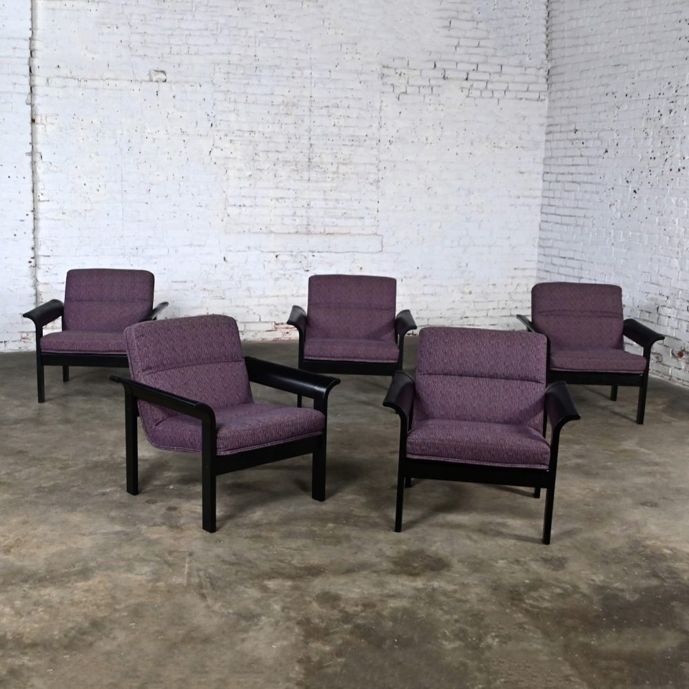 Set of 5 Rudd Intl Danish Modern Oak Lounge Chair by Thygesen & Sorensen for Magnus Olesen