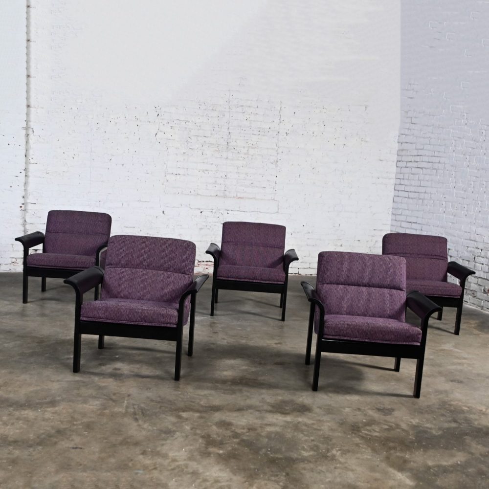 Set of 5 Rudd Intl Danish Modern Oak Lounge Chair by Thygesen & Sorensen for Magnus Olesen