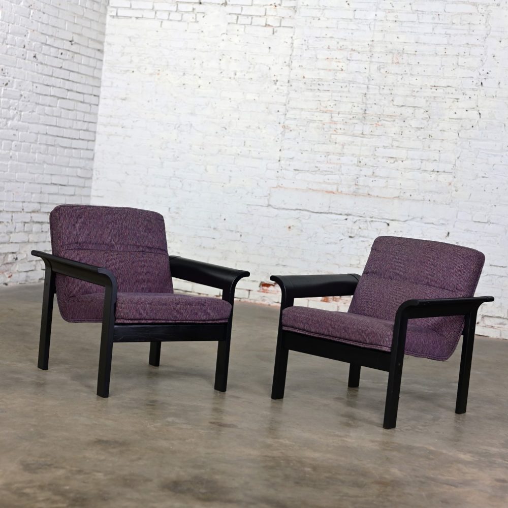 Pair Rudd Intl Danish Modern Oak Lounge Chairs by Thygesen & Sorensen for Magnus Olesen