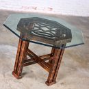 Late 20th Century Chinese Chippendale Drexel Heritage Octagon Center or Dining Table with Glass Top