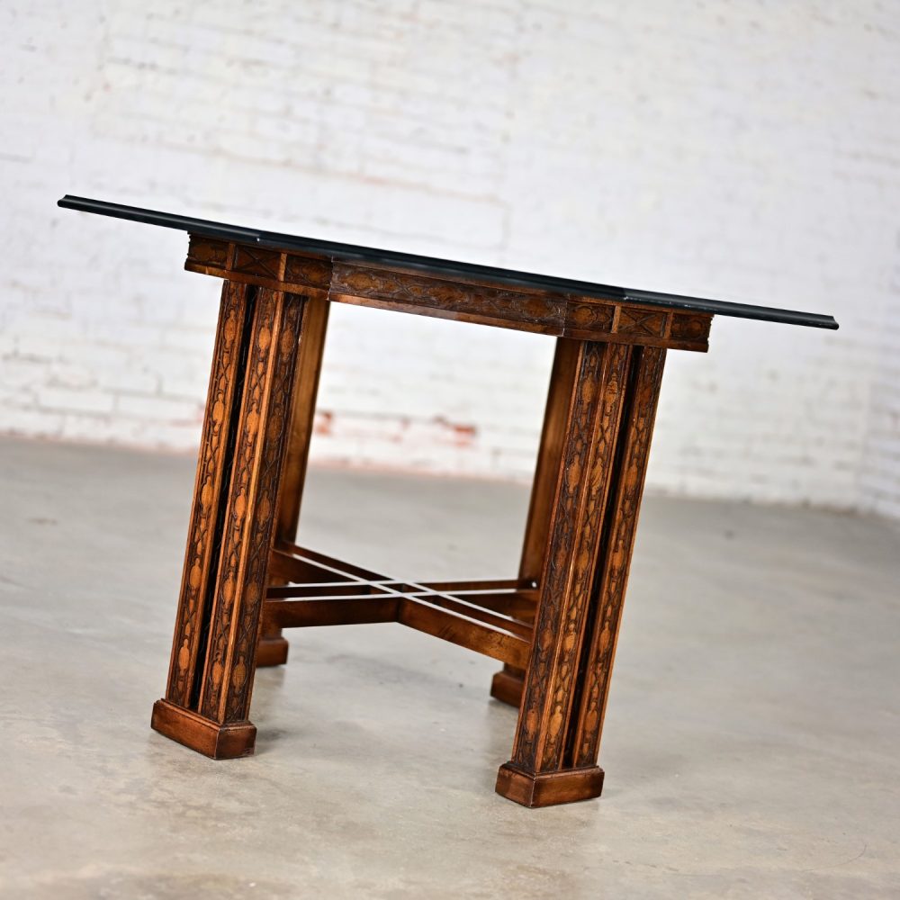 Late 20th Century Chinese Chippendale Drexel Heritage Octagon Center or Dining Table with Glass Top