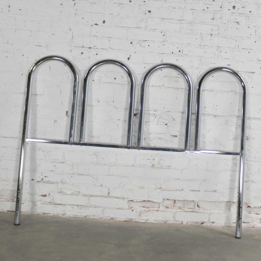 1960-1970’s Mid-Century Modern Chrome Tube Four Arch Full-Size Headboard