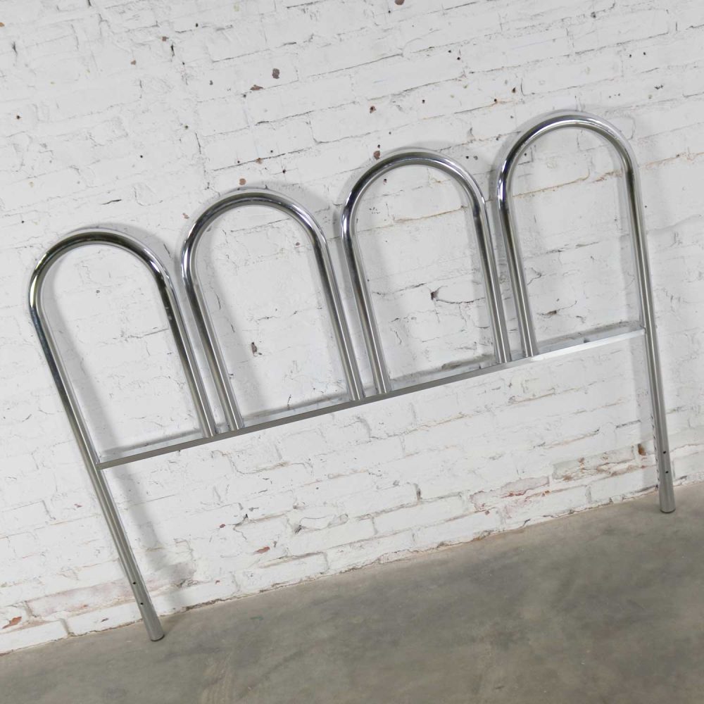 1960-1970’s Mid-Century Modern Chrome Tube Four Arch Full-Size Headboard