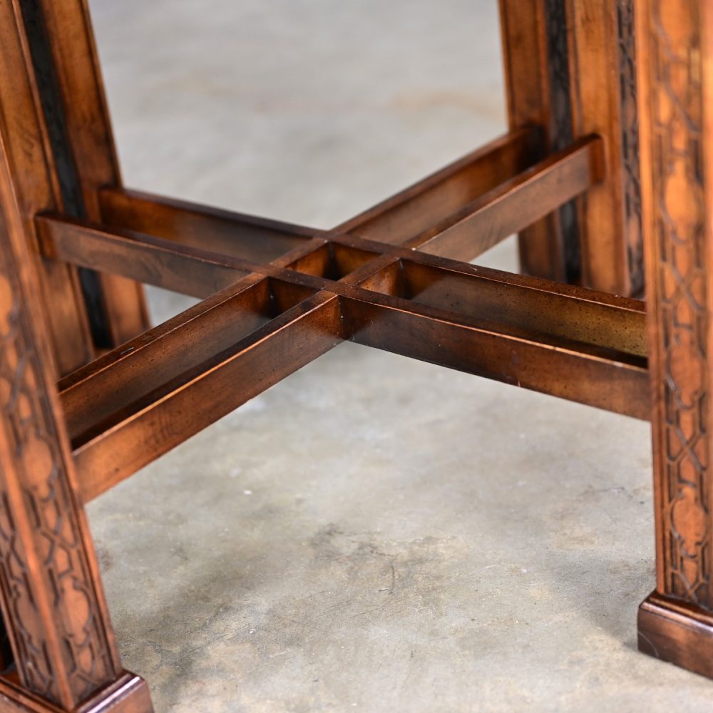 Late 20th Century Chinese Chippendale Drexel Heritage Octagon Center or Dining Table with Glass Top