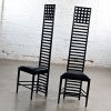 Late 20th Century Art Nouveau Pair of Charles Rennie Mackintosh Hill House Chairs Black Leather & Frames