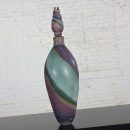 1992 Modern Purple & Teal Swirl Pottery Overscale Bottle or Floor Vessel Artist Signed