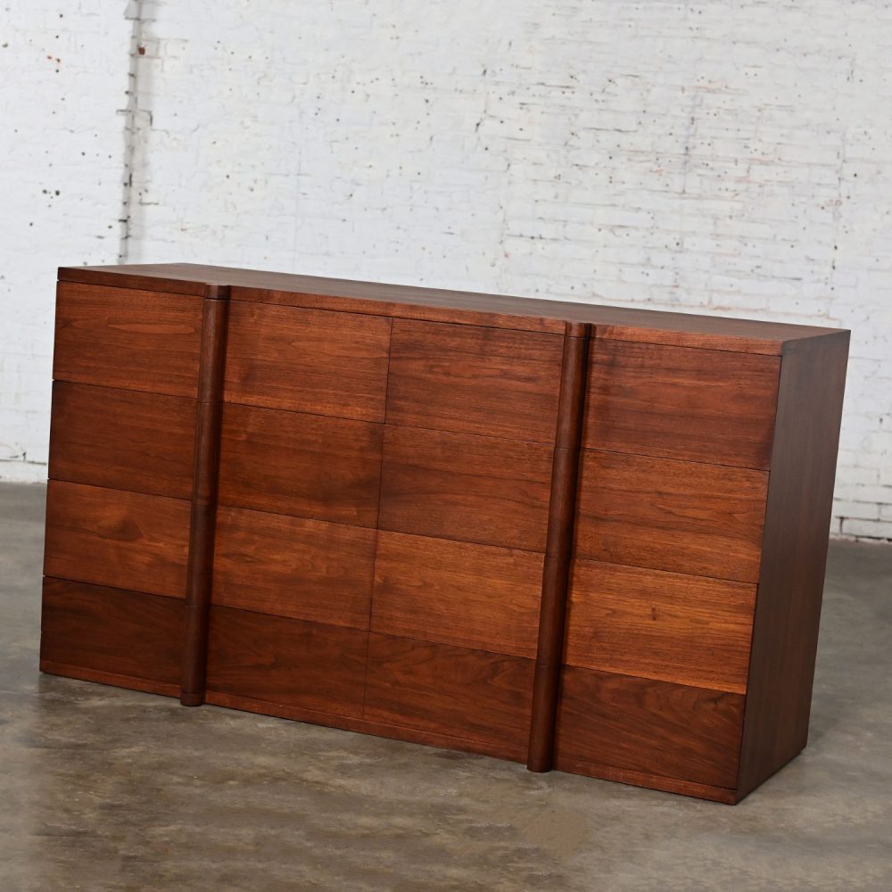 1935 Art Deco Monumental Dresser Sideboard or Chest of Drawers Solid Walnut Custom Made & Signed