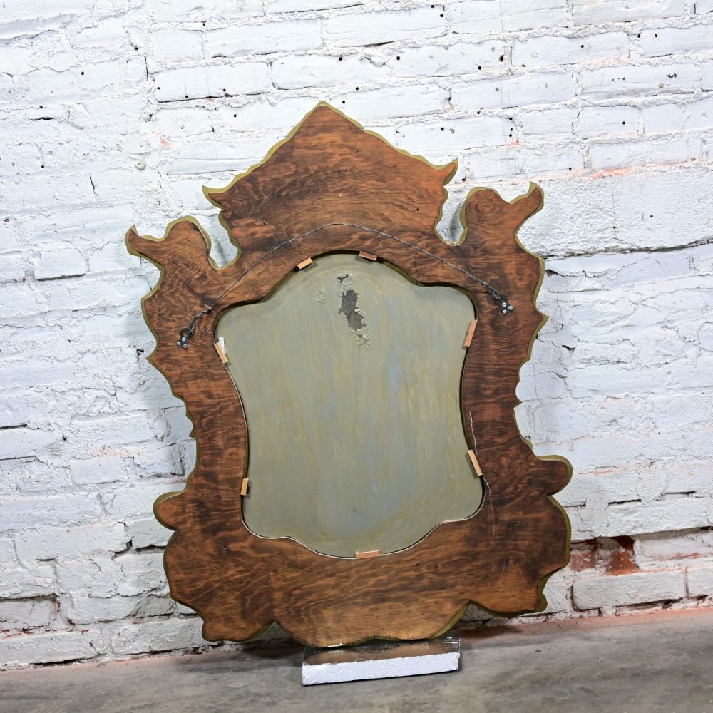 Early to Mid-20th Century Italian Venetian Wall Mirror Cut Glass Sculpted & Engraved Shield Shape