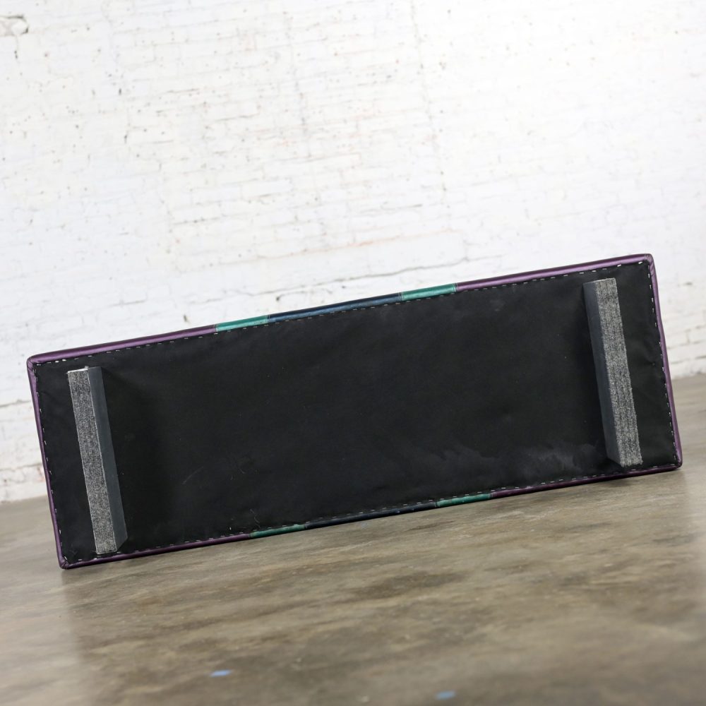 Late 20th Century Postmodern Bench Purple Vinyl & Brushed Aluminum Base After The Memphis Group