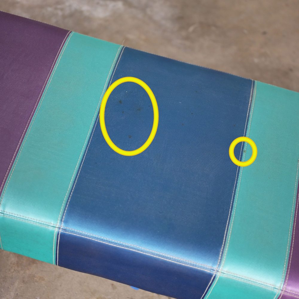 Late 20th Century Postmodern Bench Purple Vinyl & Brushed Aluminum Base After The Memphis Group