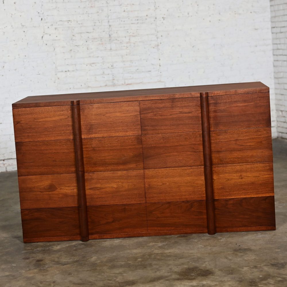 1935 Art Deco Monumental Dresser Sideboard or Chest of Drawers Solid Walnut Custom Made & Signed