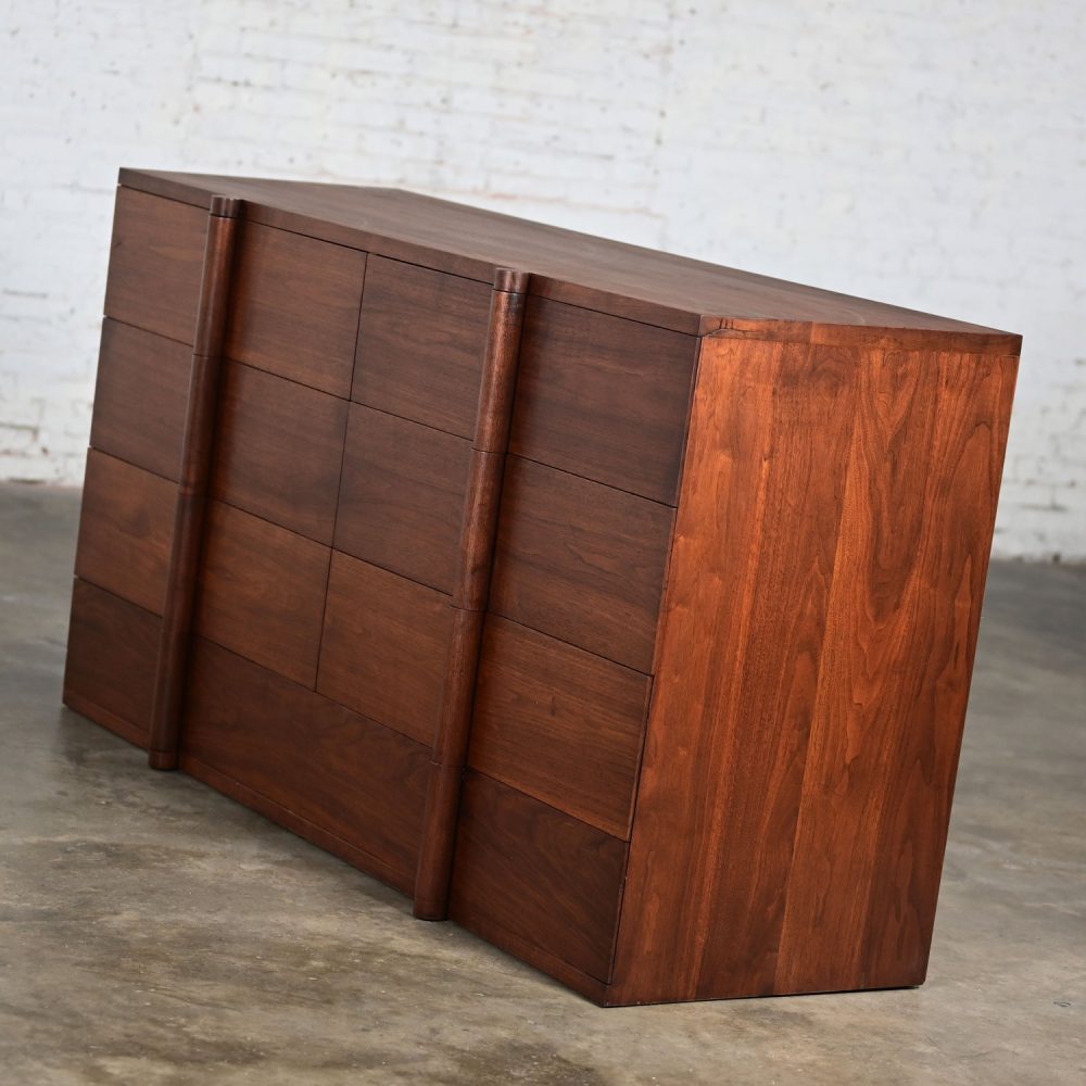 1935 Art Deco Monumental Dresser Sideboard or Chest of Drawers Solid Walnut Custom Made & Signed