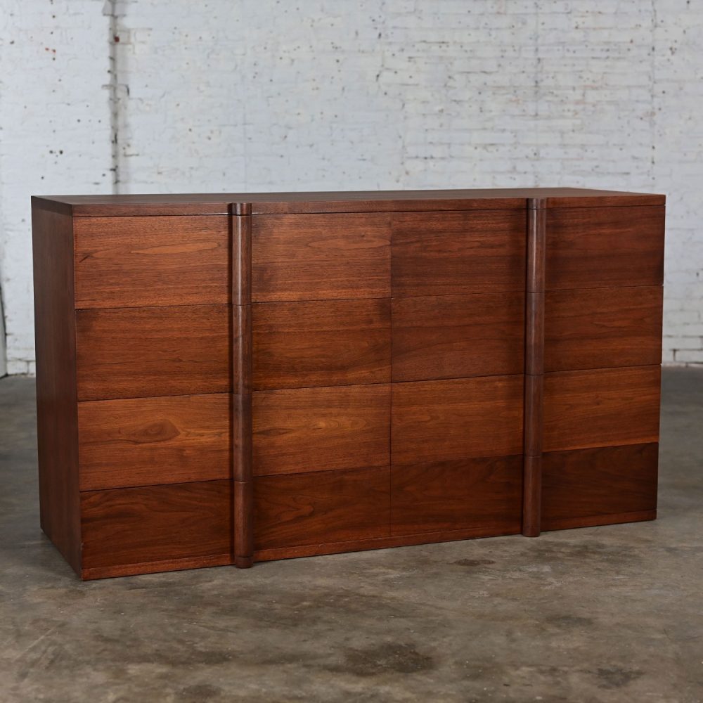 1935 Art Deco Monumental Dresser Sideboard or Chest of Drawers Solid Walnut Custom Made & Signed