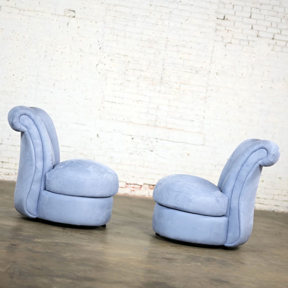 1990’s Art Deco Revival to Hollywood Regency Overscale Sculpted Swivel Chair Frames a Pair