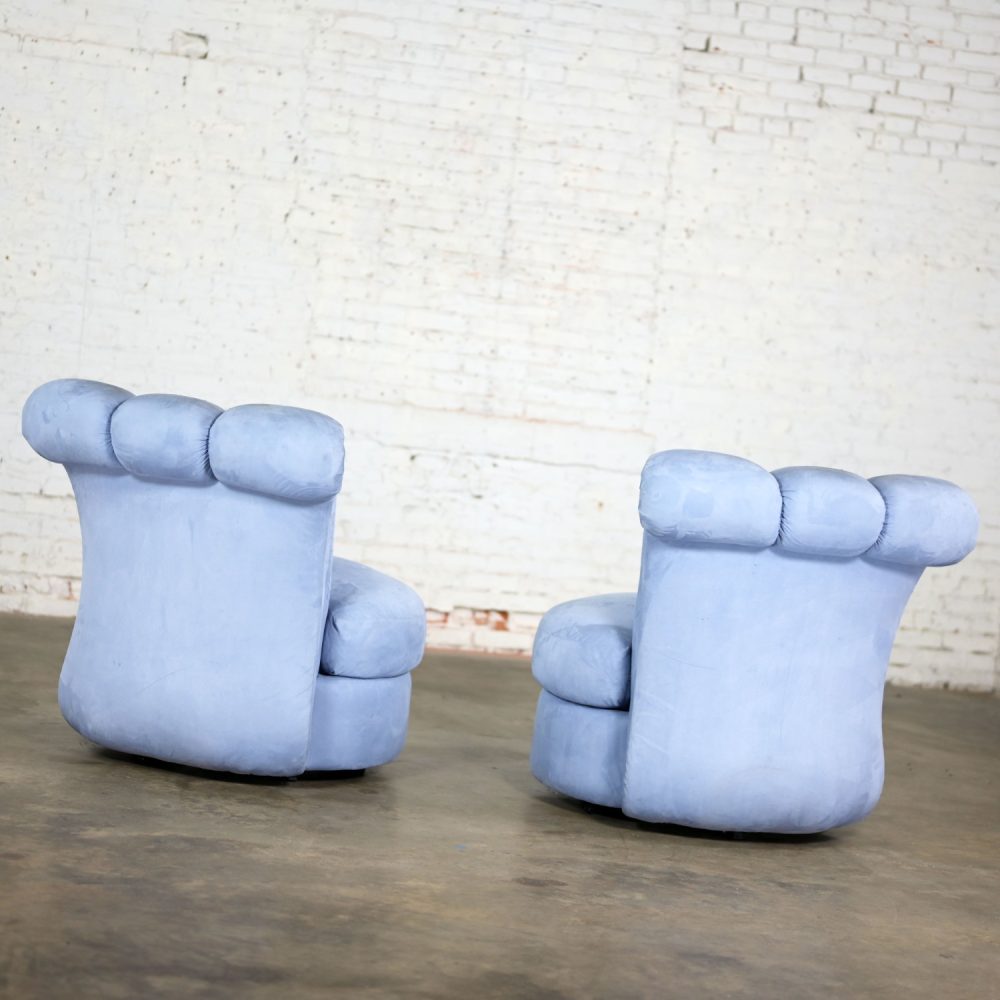 1990’s Art Deco Revival to Hollywood Regency Overscale Sculpted Swivel Chair Frames a Pair